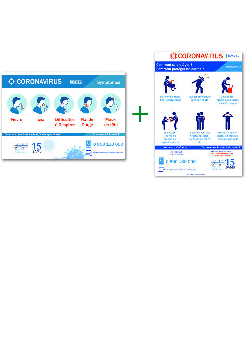 Pack affichages Coronavirus (symptomes et recommandations) covid-19