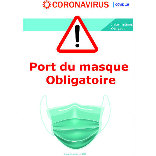 Port du masque obligatoire - signalétique - Format A3