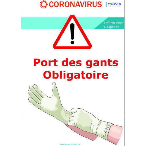 Port des gants obligatoires - signalétique - Format A3