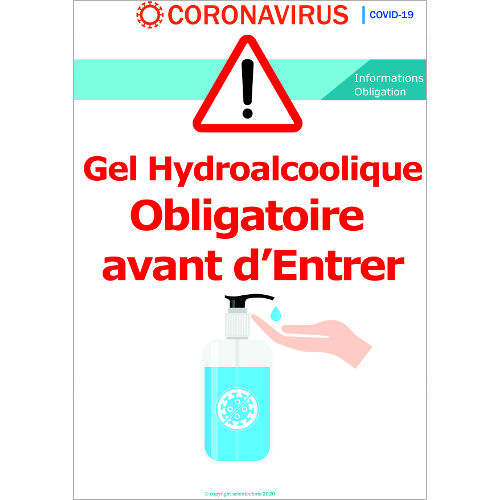 Gel Hydroalcoolique obligatoire avant d'entrer - Signalétique