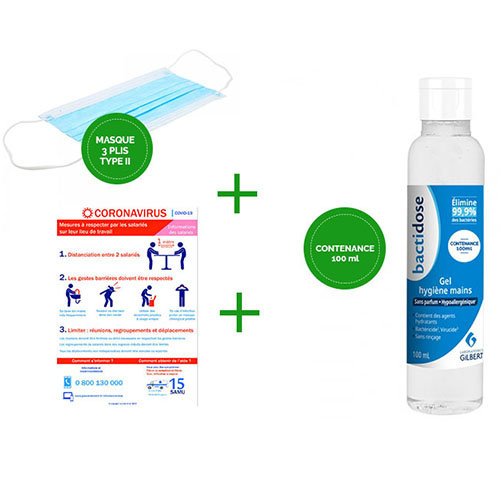PACK pour 1 SALARIE pour 1 mois PREVENTION Santé et Sécurité COVID19