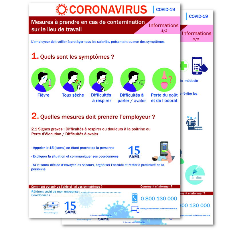 Affichage coronavirus : mesures à prendre par l'employeur en cas de contamination (covid-19)