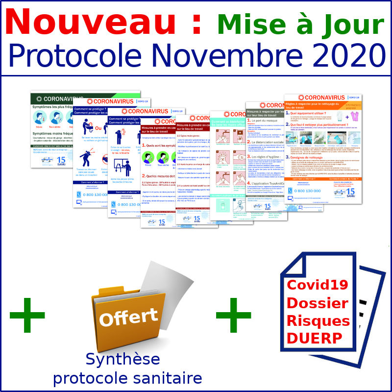 MISE A JOUR Pack affichages coronavirus : Tout inclus - 8 affichages prévention protection (covid19)