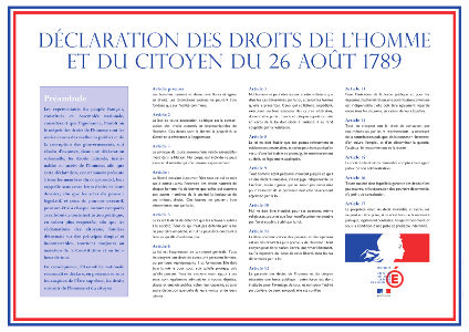 Affichage déclaration des droits de l’homme et du citoyen