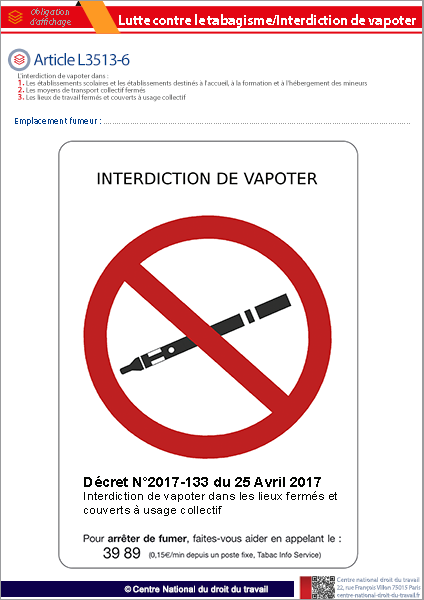 Interdiction de vapoter