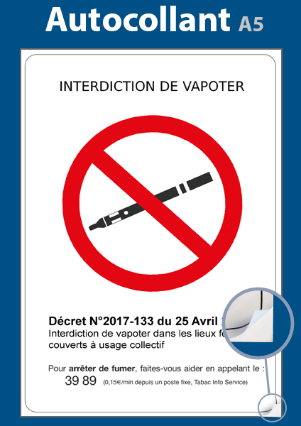Affichage emplacement fumeurs format autocollant