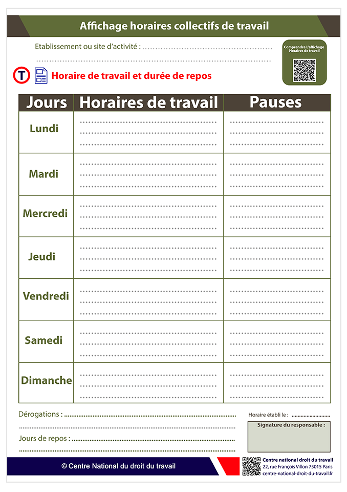 Horaires collectifs de travail